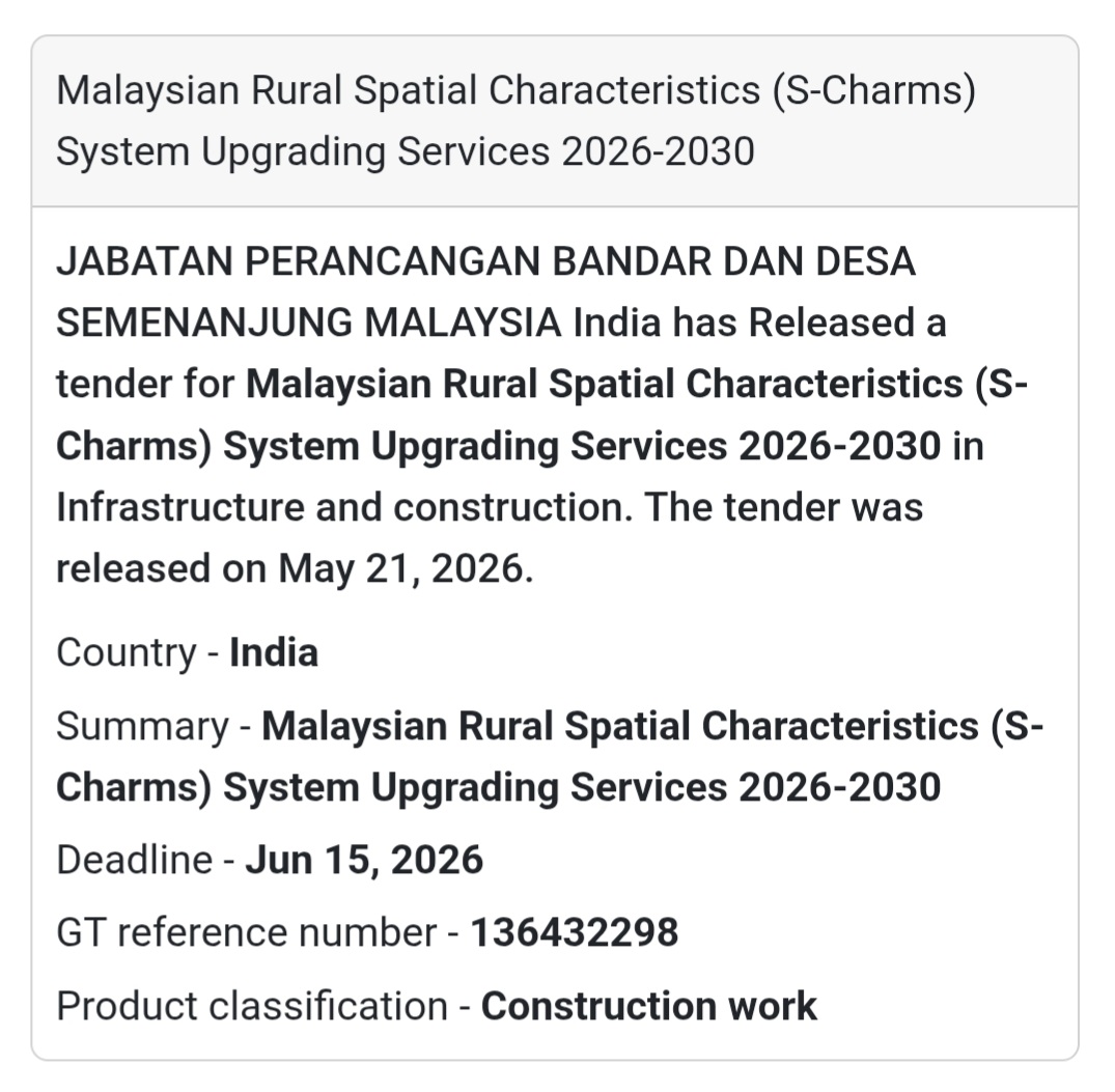 🌐 Malaysian Rural Spatial Characteristics System Upgrade Tender