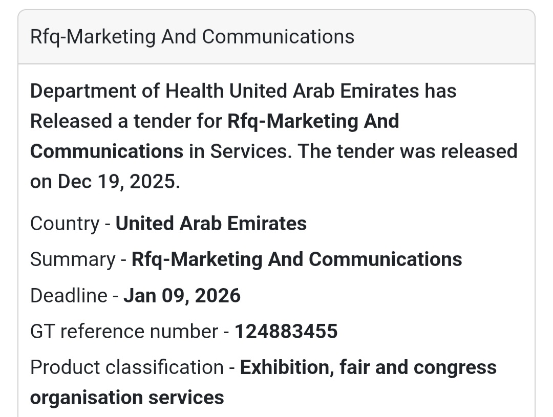 📢 Marketing & Communications RFQ – UAE 🇦🇪