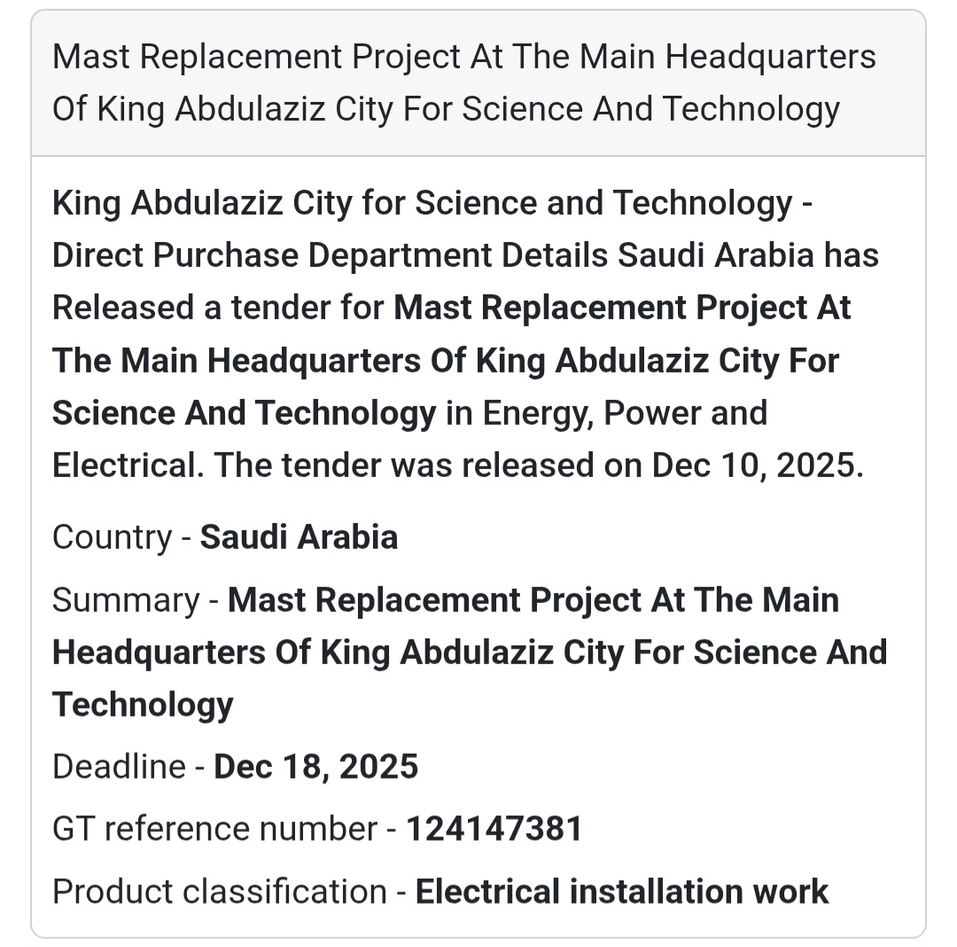 ⚡ Mast Replacement Project – KACST HQ