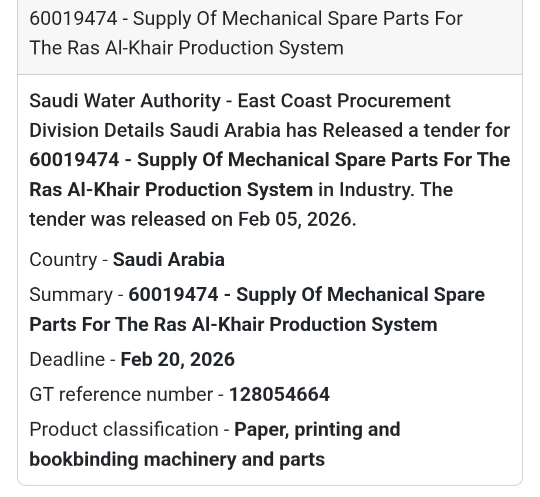 🛠 Mechanical Spare Parts – Ras Al-Khair