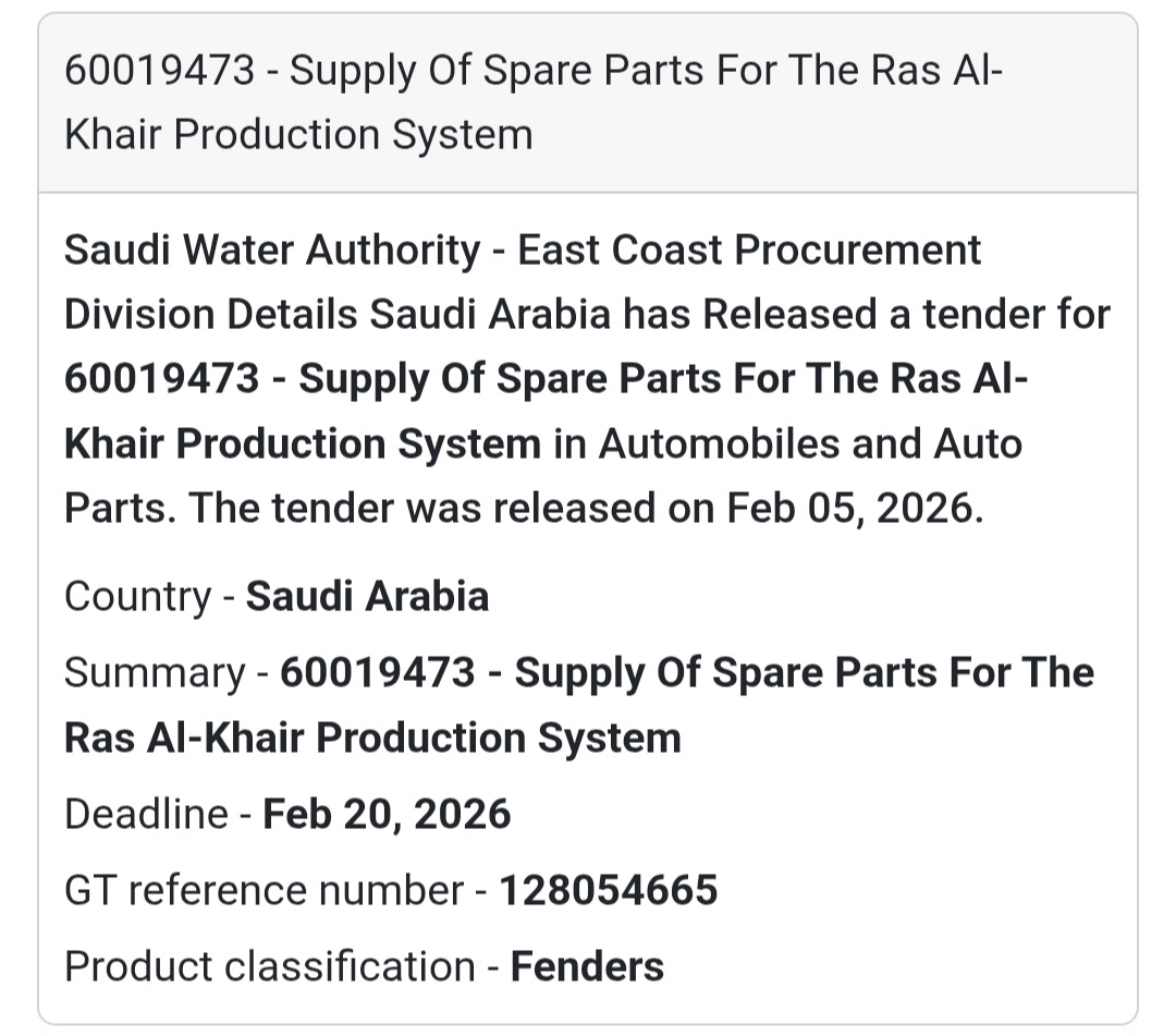 ⚙️ Mechanical Spare Parts – Ras Al-Khair