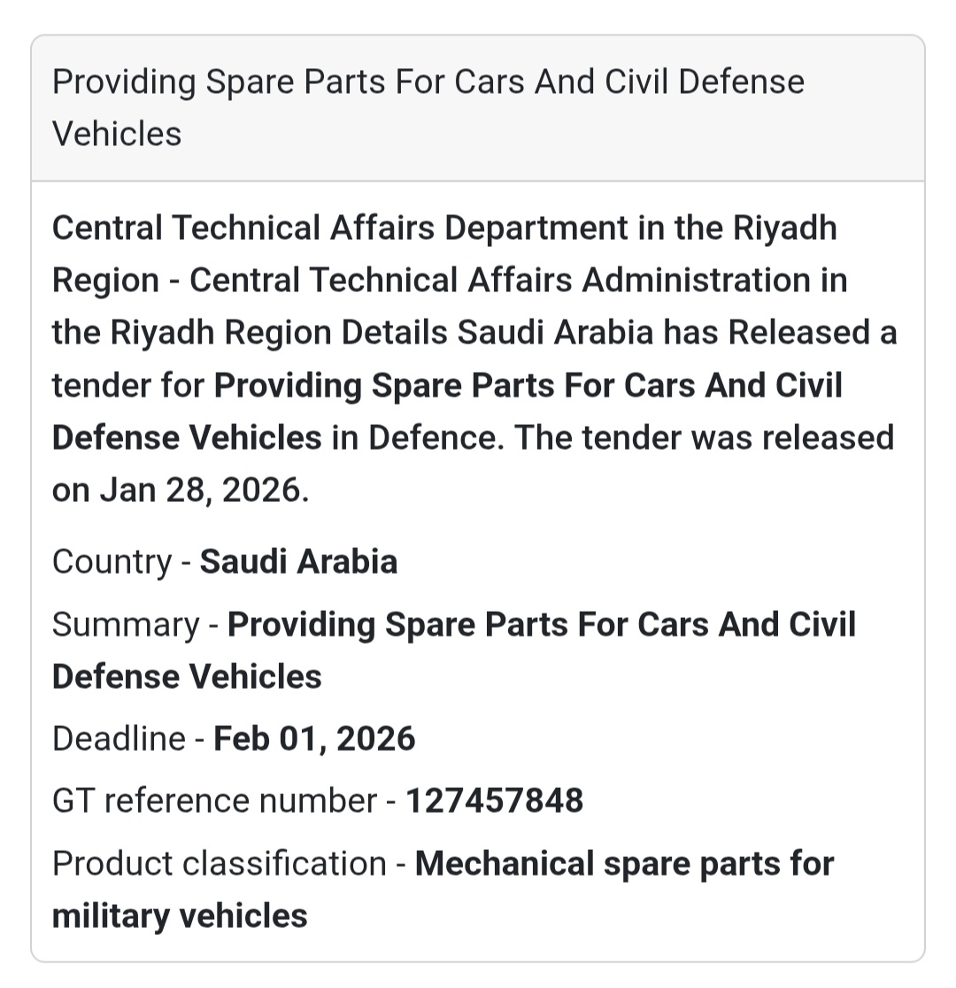 🚒 Mechanical Spare Parts | Riyadh