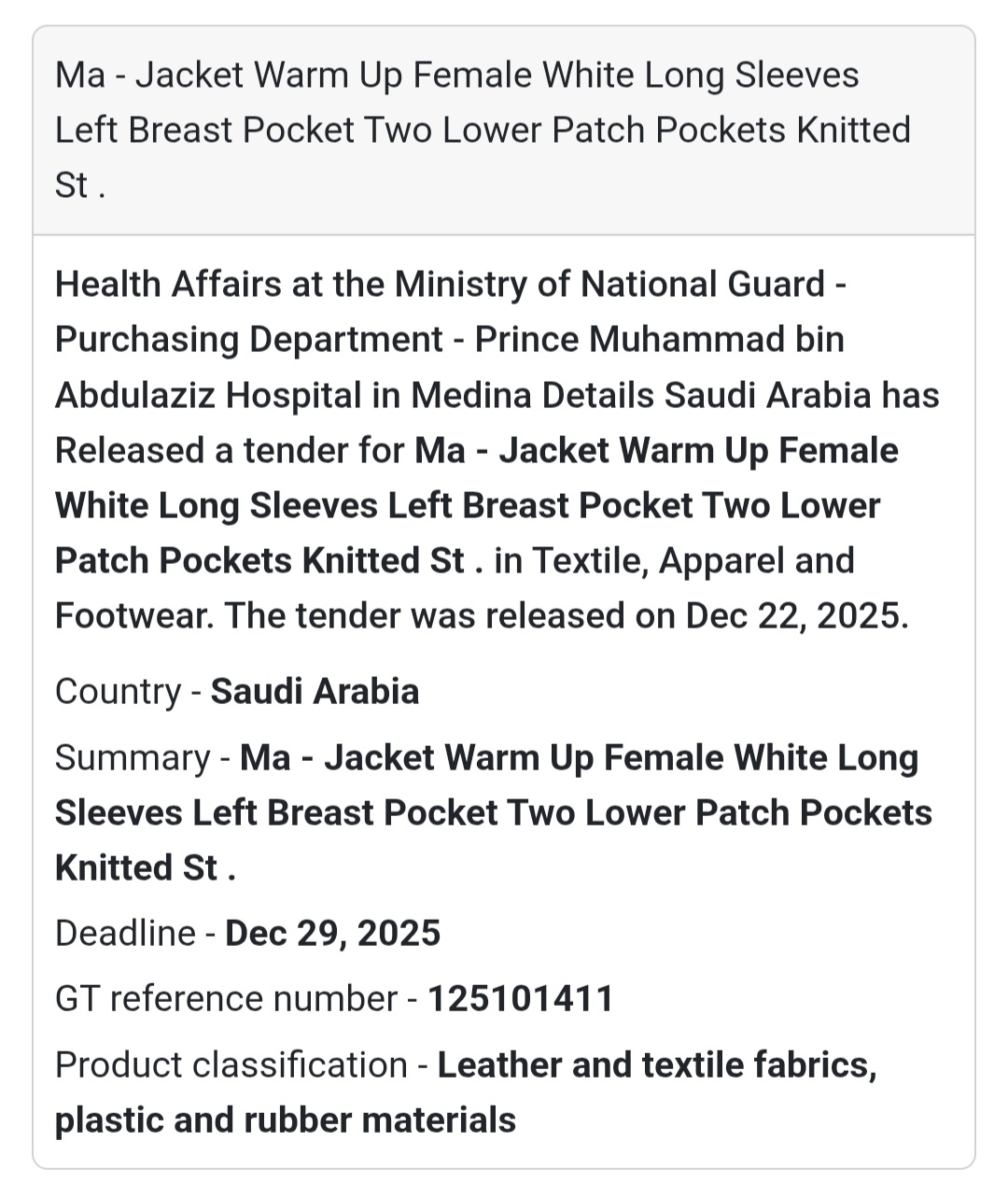 👩‍⚕️ Medical Apparel Supply – Saudi Arabia 🇸🇦
