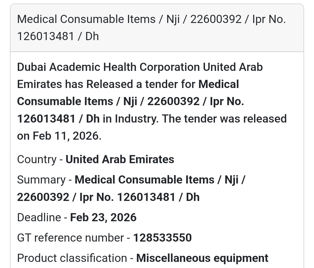 🏥 Medical Consumable Items – 22600392 (DH)