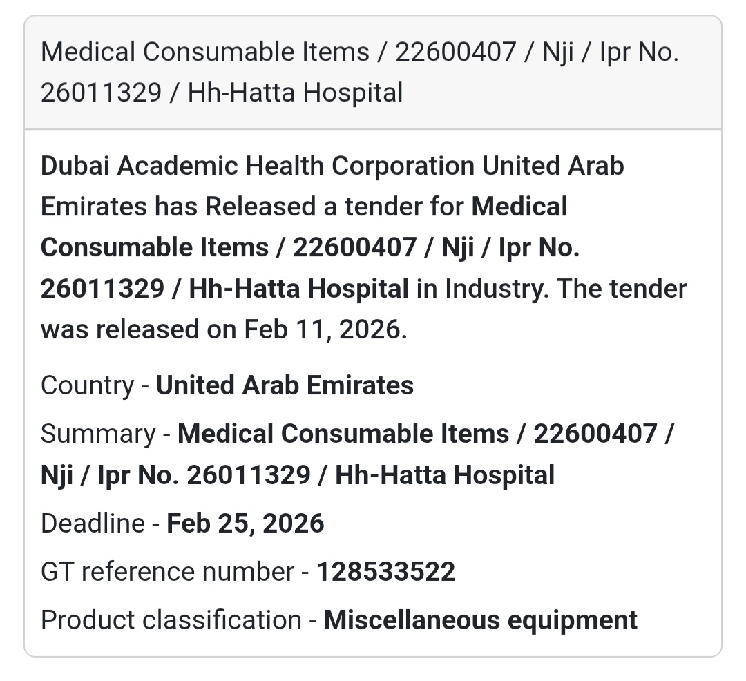🔹 Medical Consumable Items – Hh-Hatta Hospital