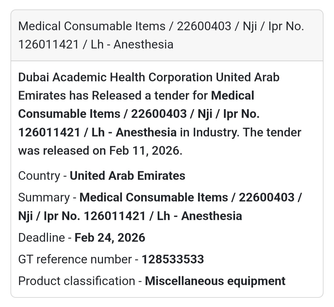 🏥 Medical Consumable Items – LH Anesthesia (22600403)