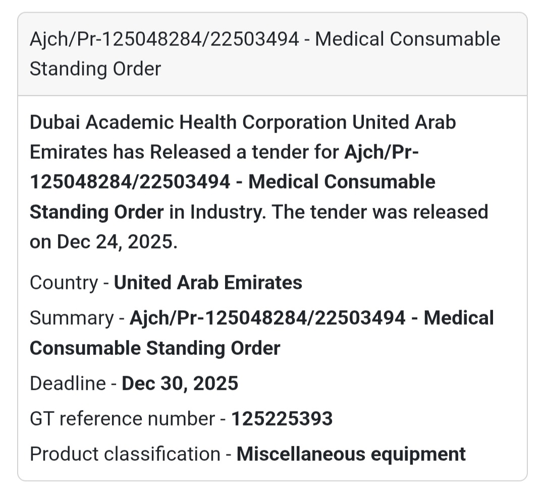 🏥 Medical Consumables Standing Order | UAE 🇦🇪