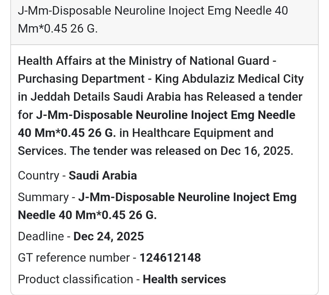 🔔 Medical Consumables Tender | Saudi Arabia 🇸🇦
