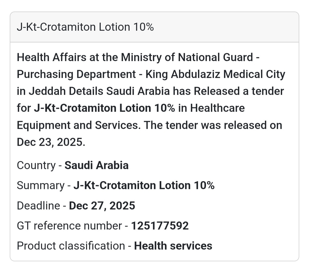 🧴 Medical Consumables Tender – Saudi Arabia 🇸🇦