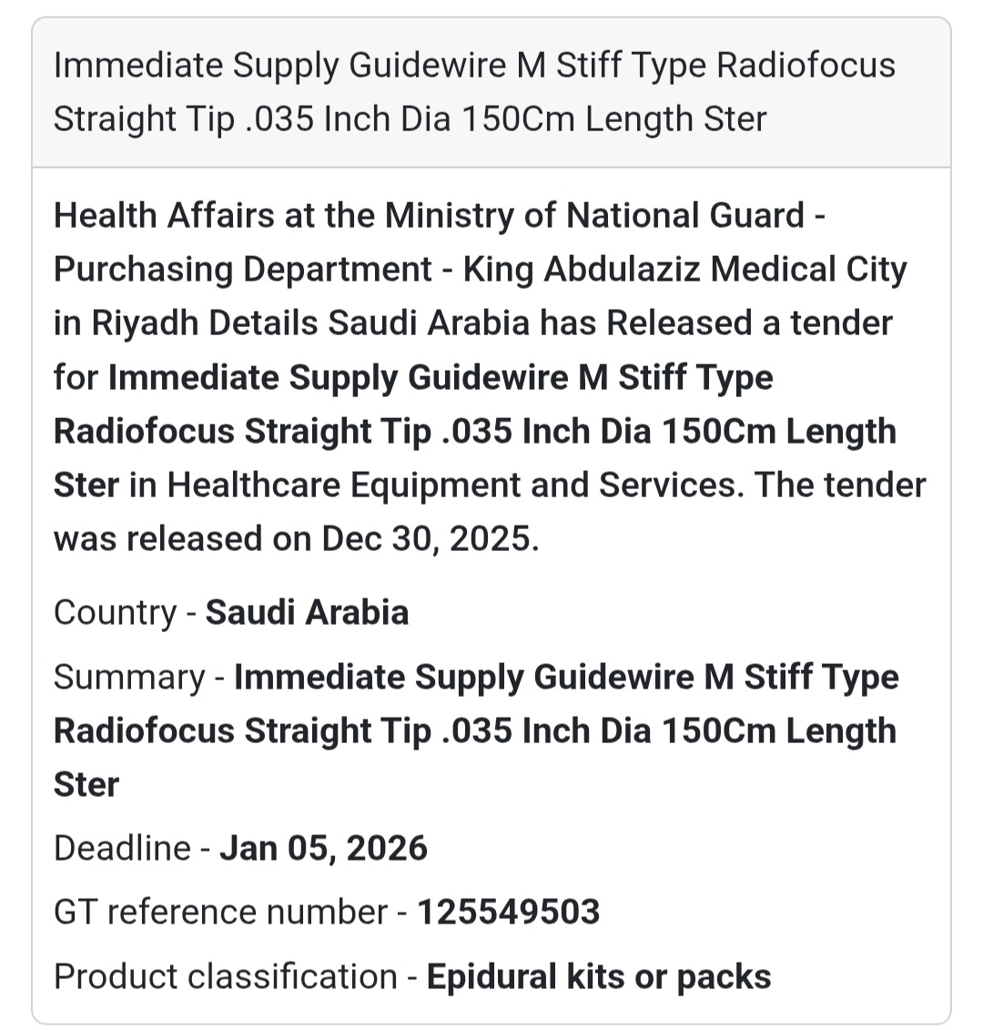 🩻 Medical Consumables Tender