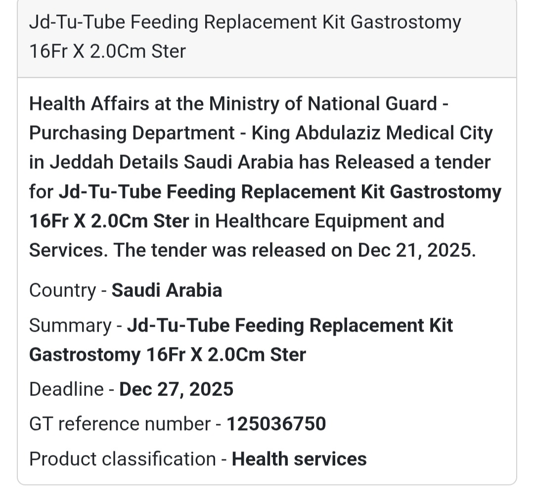 🩺 Medical Device Tender – Saudi Arabia