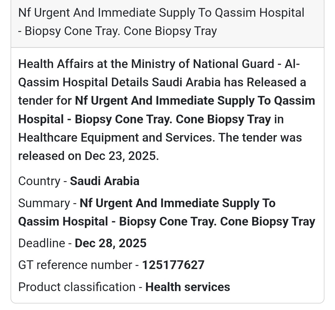 🏥 Medical Equipment Supply (Urgent) – Saudi Arabia 🇸🇦