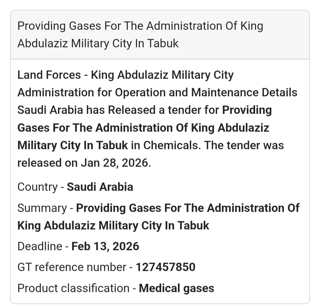🧪 Medical Gases Supply | Tabuk