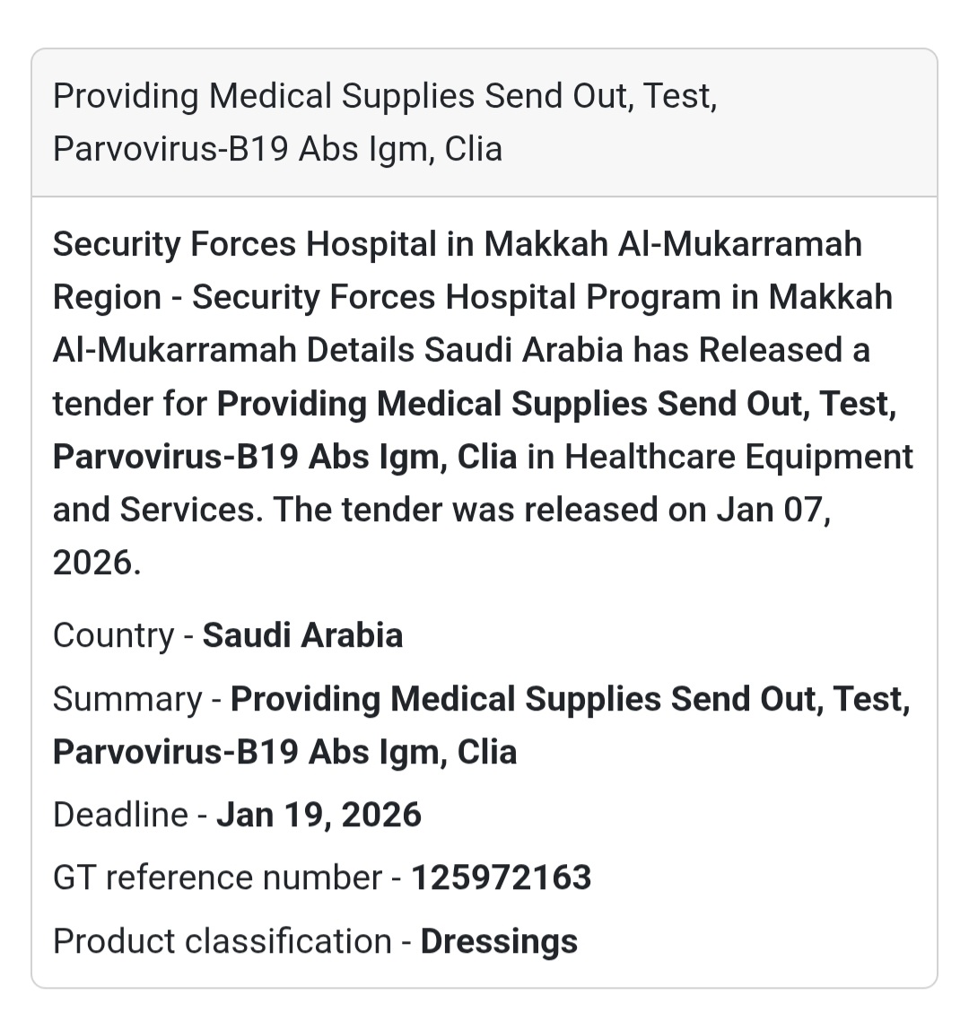 🧪 Medical Supplies – Parvovirus B19 Abs IgM (CLIA)