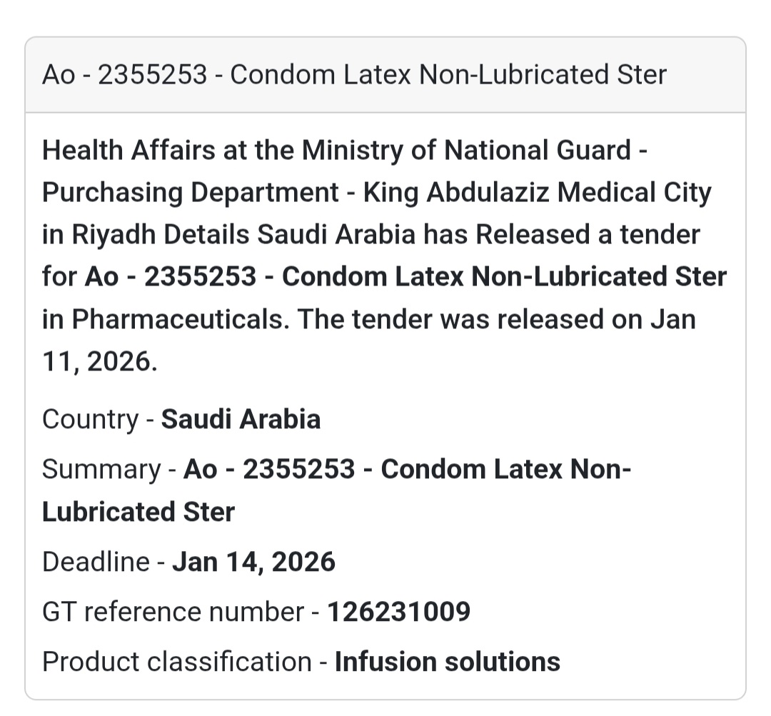 🧴 MEDICAL SUPPLY – LATEX CONDOM (NON-LUBRICATED)