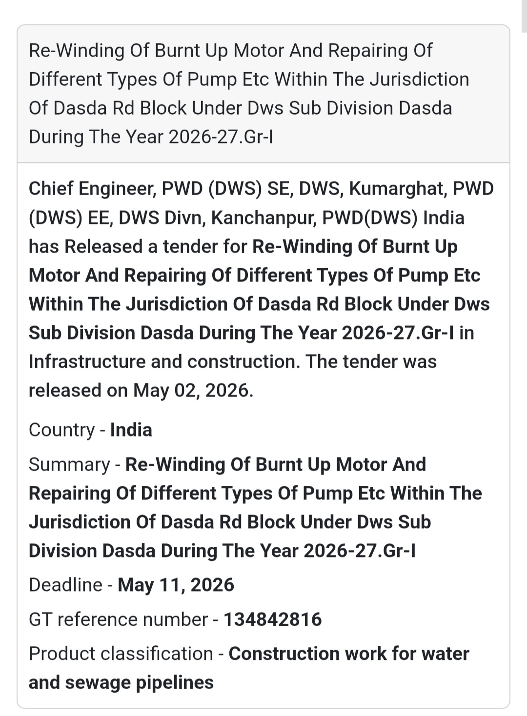 ⚡ Motor Rewinding & Pump Repair Work