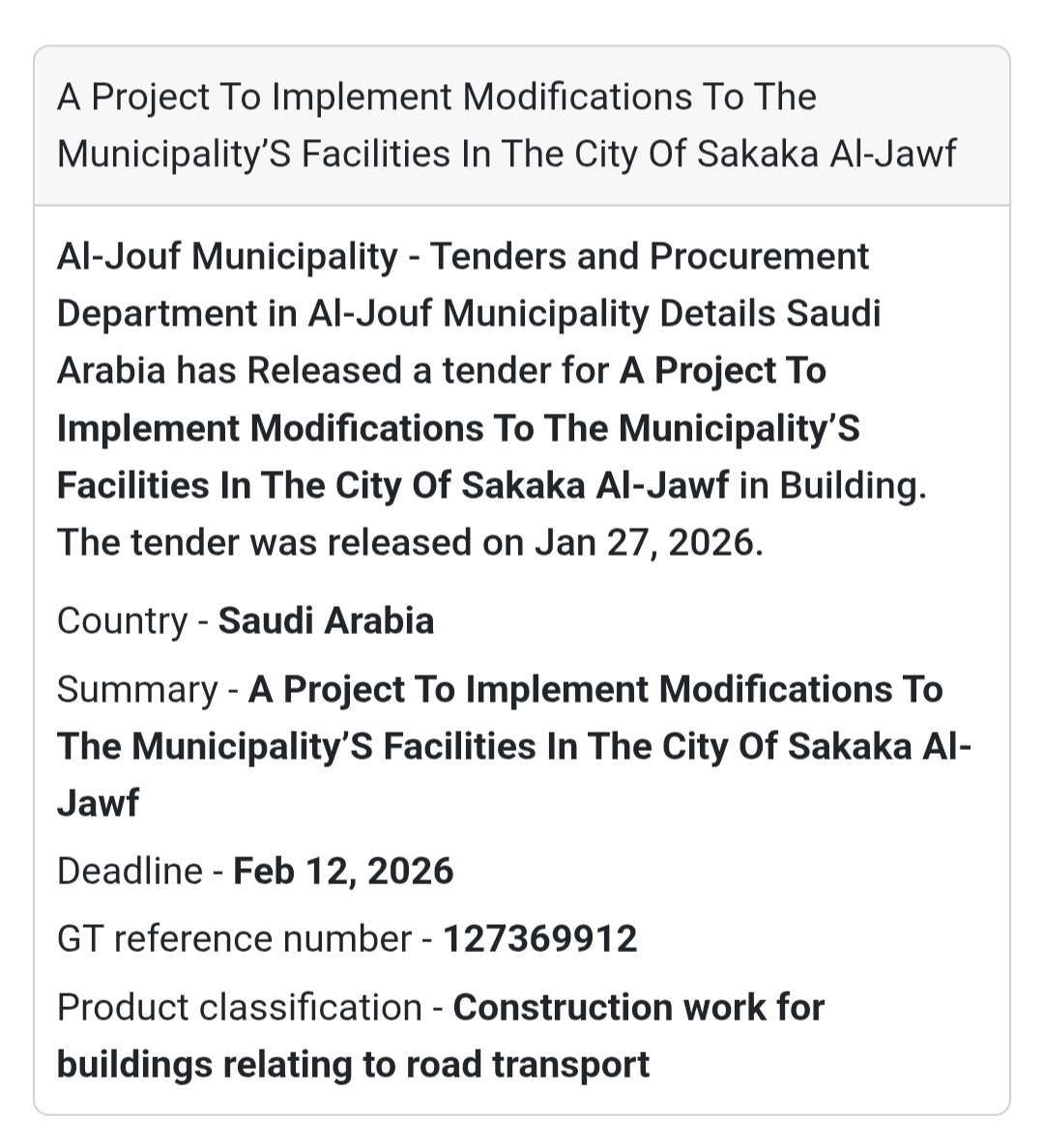 🏗️ Municipality Facilities Modification Project – Sakaka 🇸🇦 Saudi Arabia