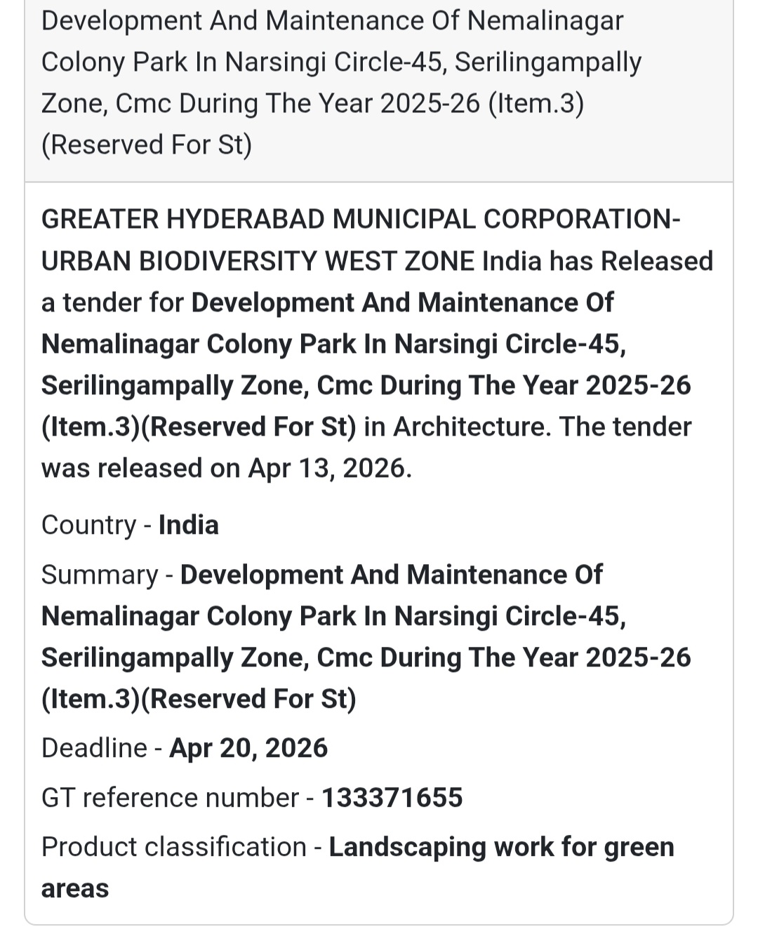 🌳 Nemalinagar Colony Park Work