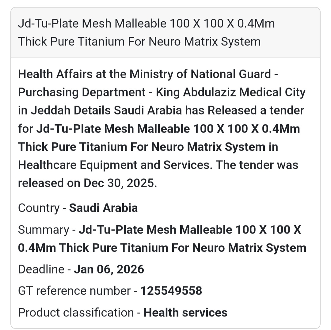 🧠 Neurosurgery Equipment Tender – Saudi Arabia