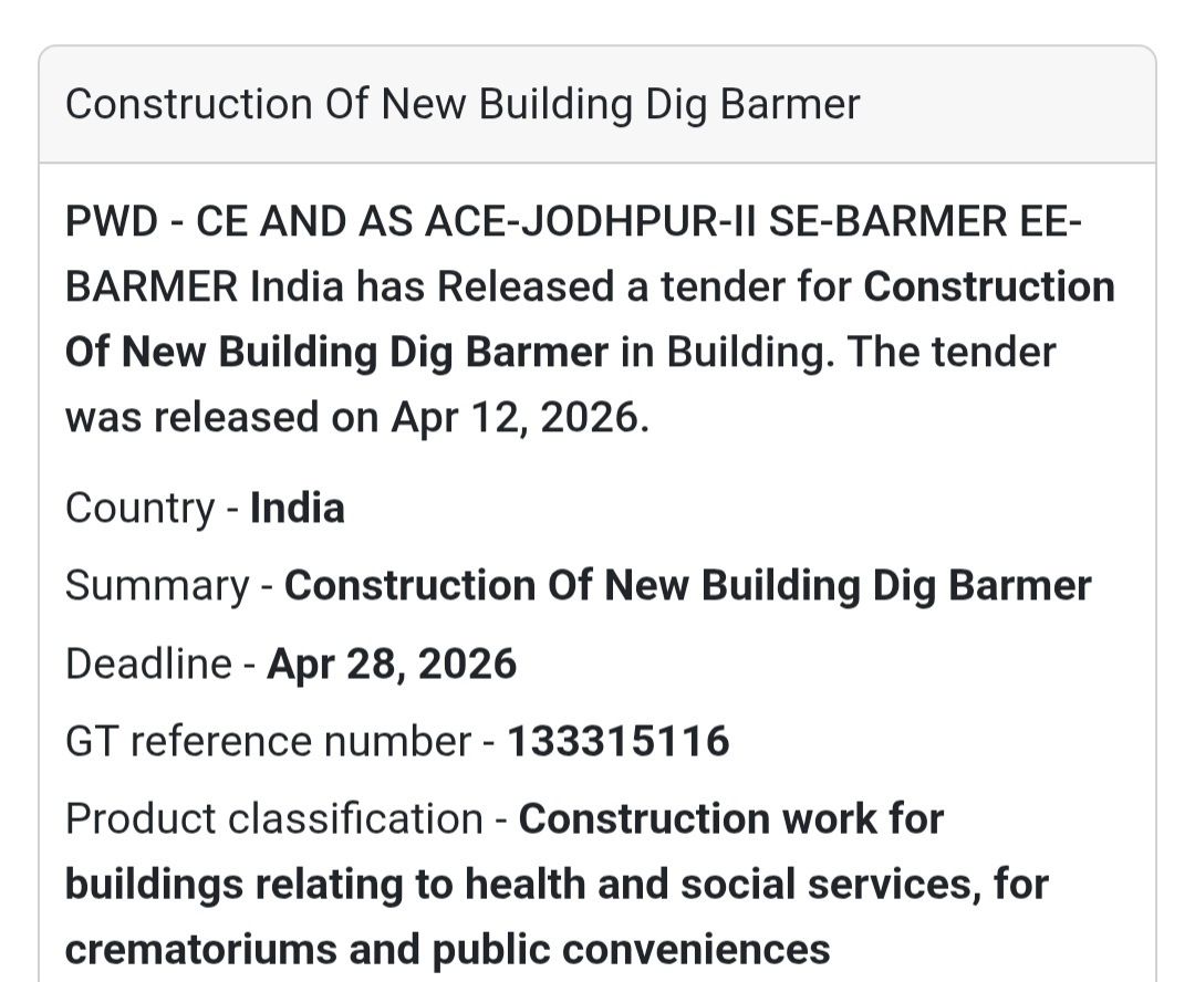 🏢 New Building Construction – Barmer