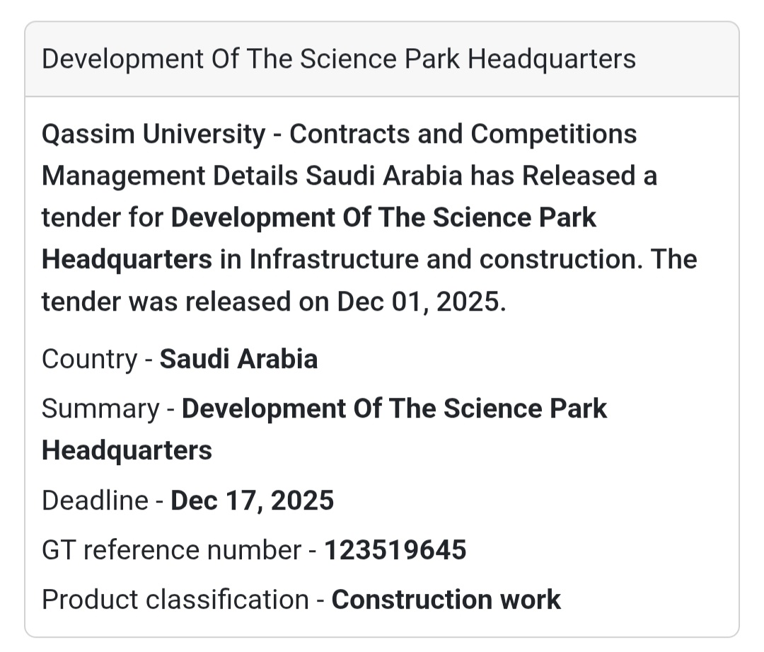 🏗️ New Construction Tender Alert – Saudi Arabia 🇸🇦