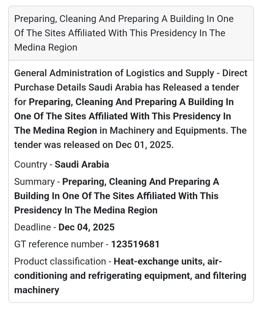 🏗️ New Construction Tender Alert – Saudi Arabia 🇸🇦