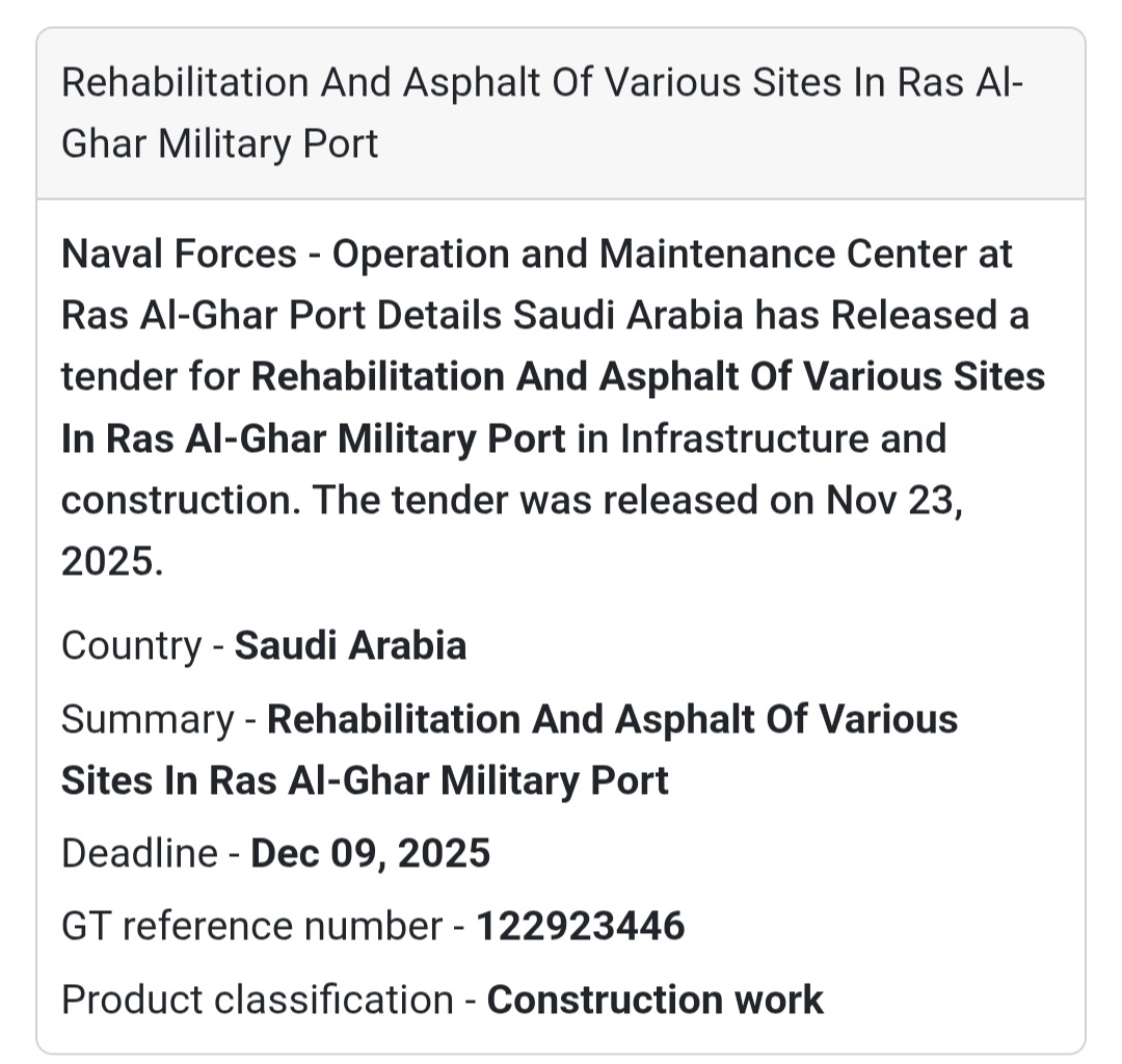 🚧 New Construction Tender – Saudi Arabia