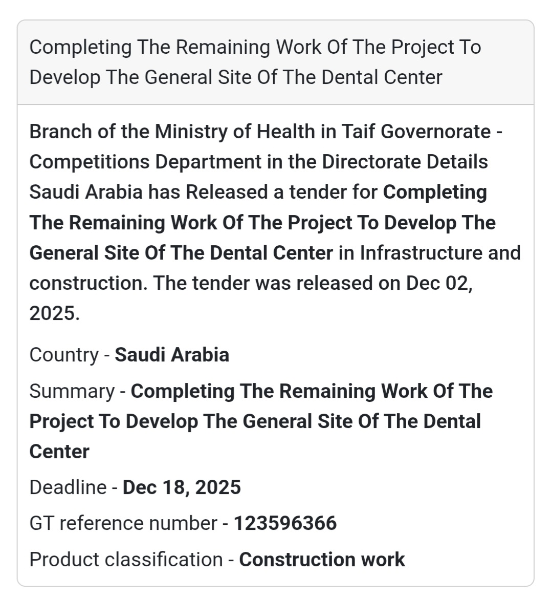 🚧 New Construction Tender – Saudi Arabia 🇸🇦