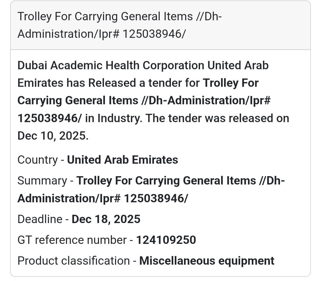 📢 New Health Tender Alert – UAE 🇦🇪
