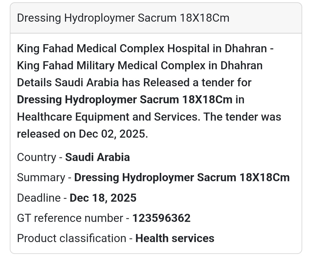 📢 New Healthcare Tender Released – Saudi Arabia