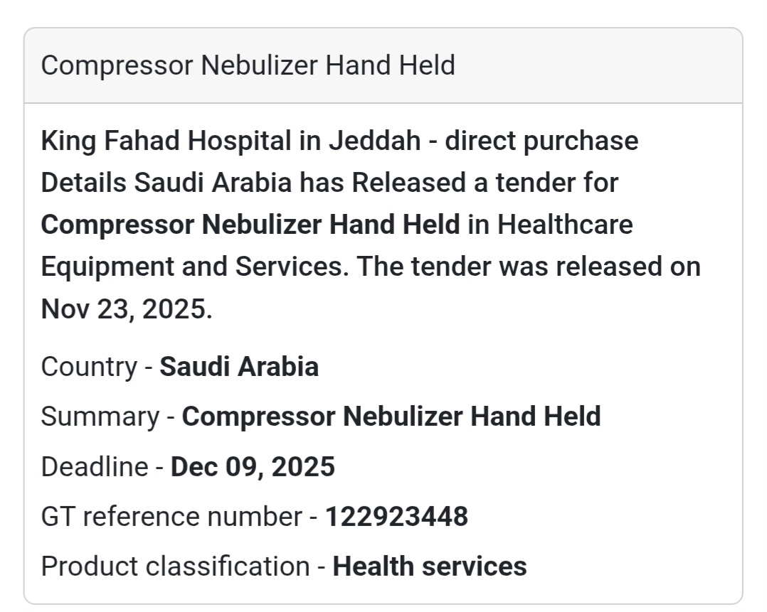 🩺 New Healthcare Tender – Saudi Arabia 🇸🇦