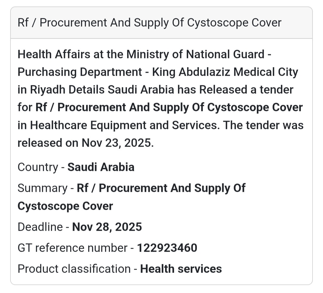 🩺 New Healthcare Tender – Saudi Arabia 🇸🇦