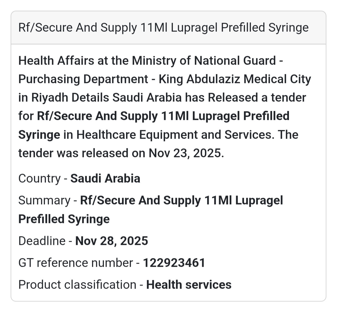 🩺 New Healthcare Tender – Saudi Arabia 🇸🇦