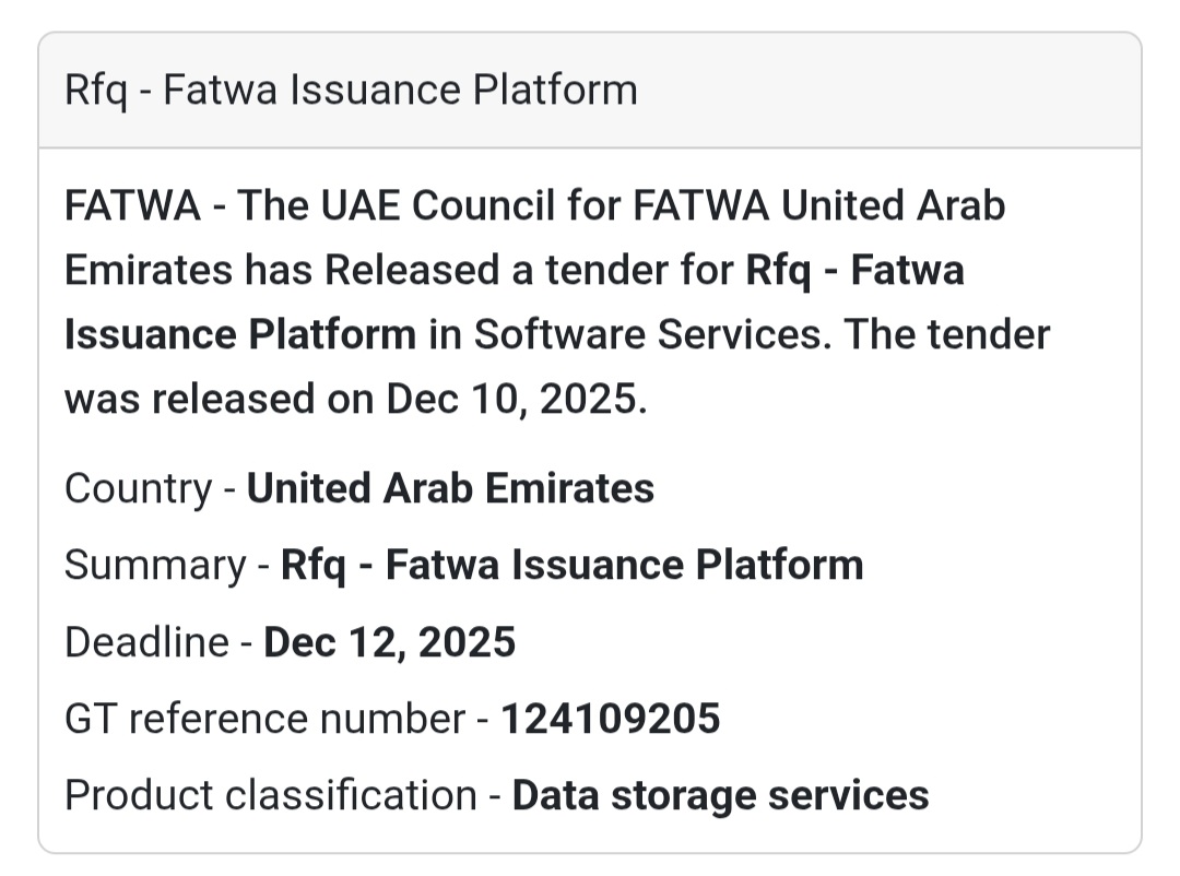 📢 New IT Tender Alert – UAE 🇦🇪