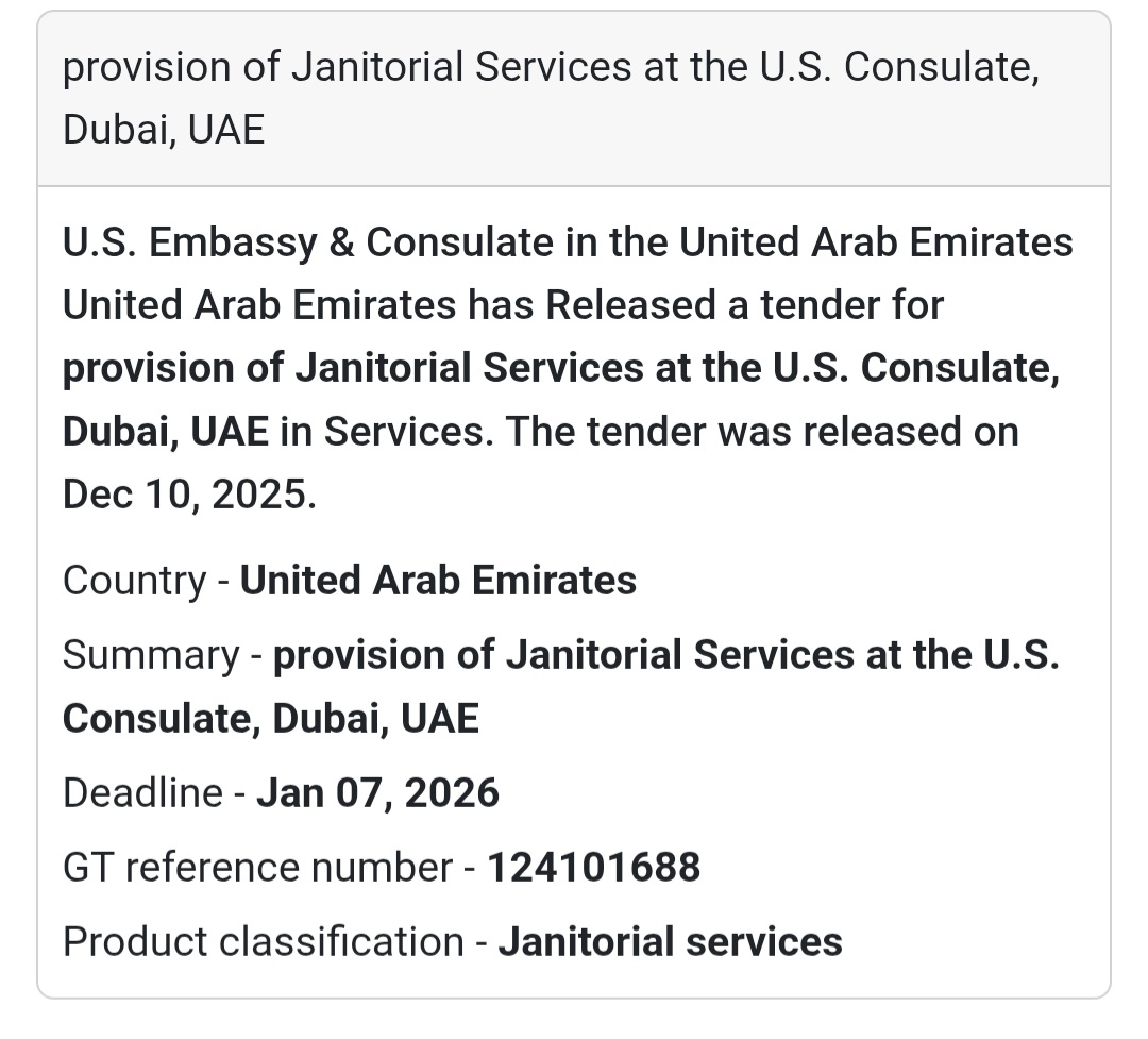 📢 New Janitorial Services Tender Alert – UAE 🇦🇪