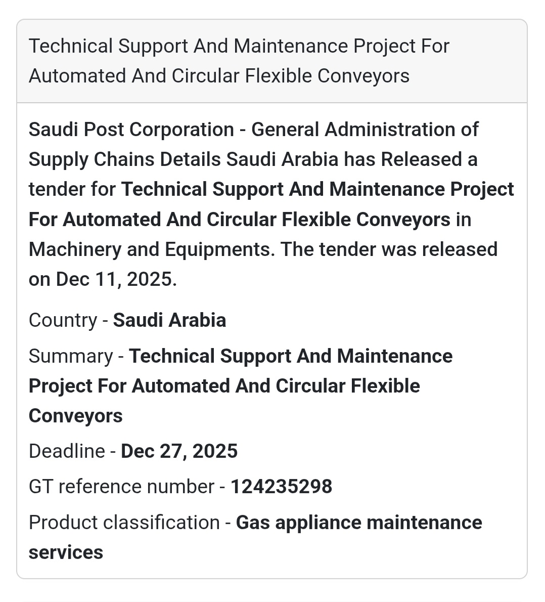 🚨 New Maintenance & Technical Support Tender – Saudi Arabia 🇸🇦⚙️