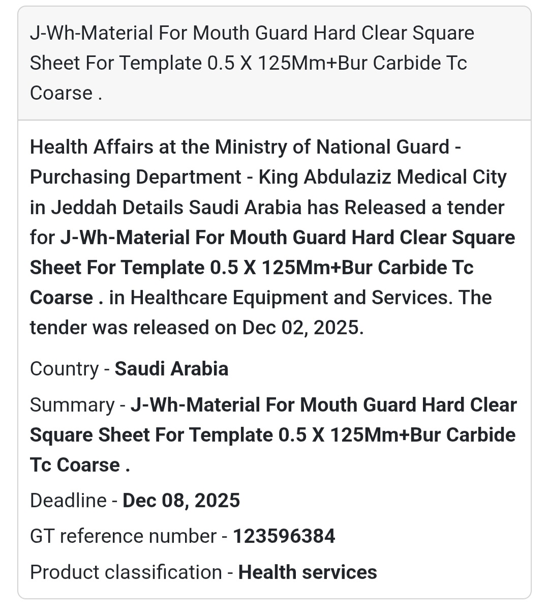 🛠️ New Maintenance Tender – Saudi Arabia 🇸🇦