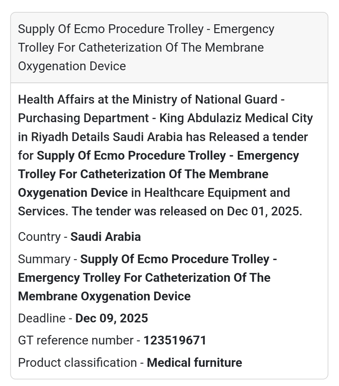 🛠️ New Medical Equipment Tender – Saudi Arabia 🇸🇦
