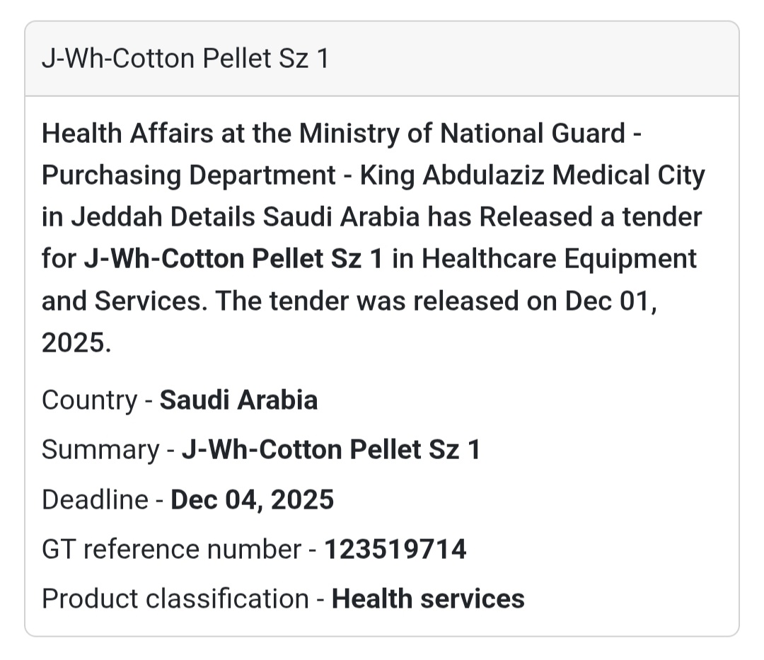 🏥🩺 New Medical Supplies Tender – Saudi Arabia 🇸🇦