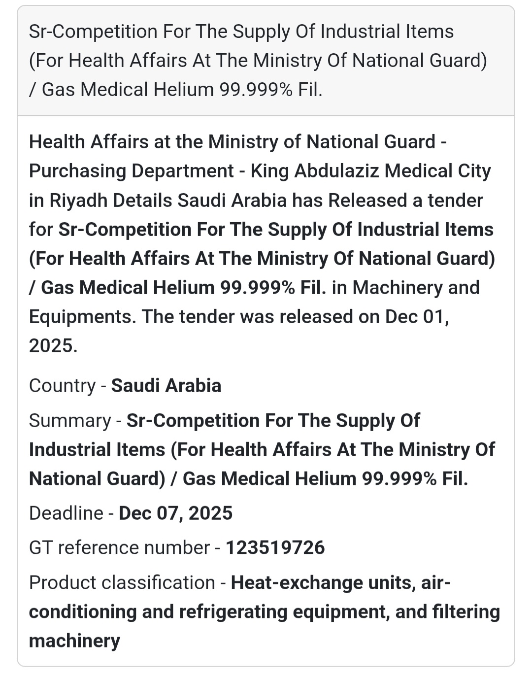 🏥🩺 New Medical Supplies Tender – Saudi Arabia 🇸🇦
