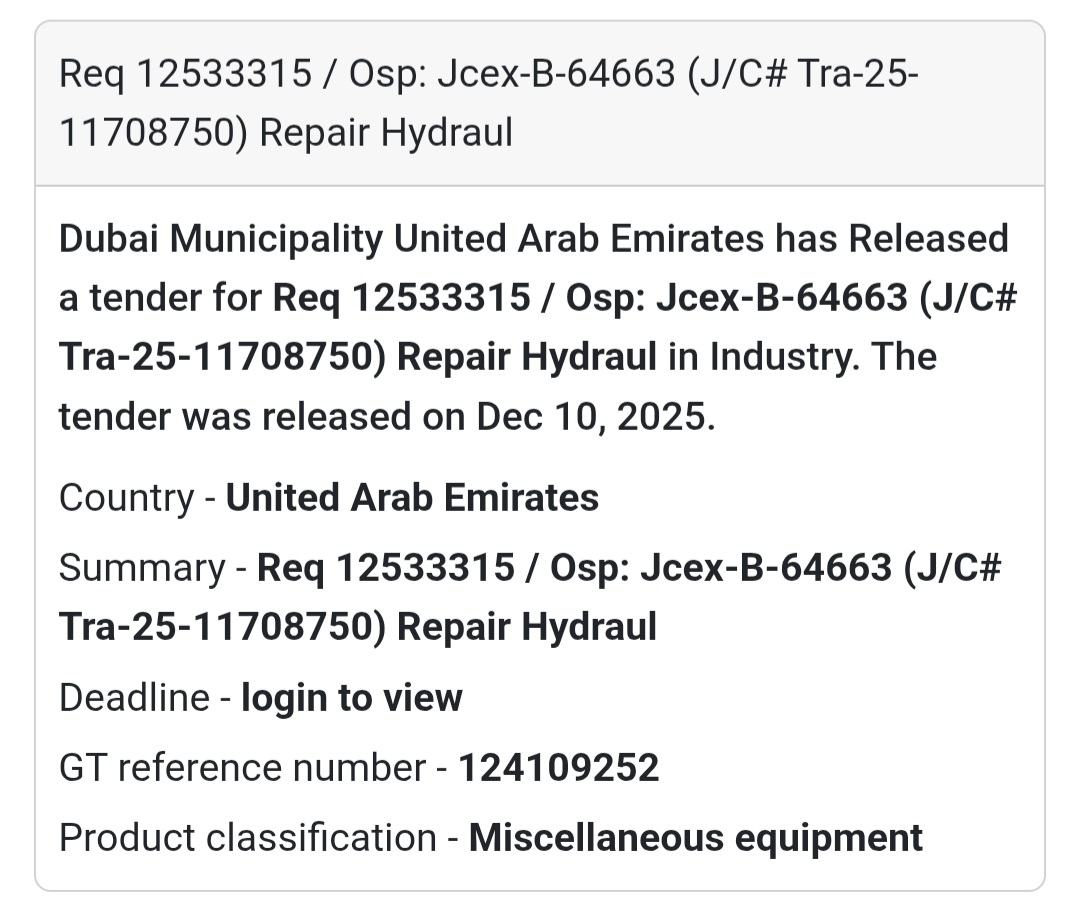 📢 New Miscellaneous Tender Alert – UAE 🇦🇪