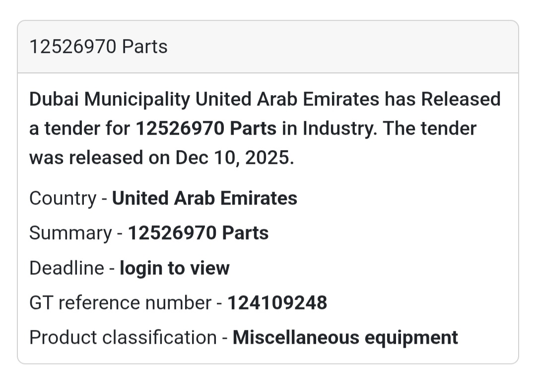 📢 New Miscellaneous Tender Alert – UAE 🇦🇪