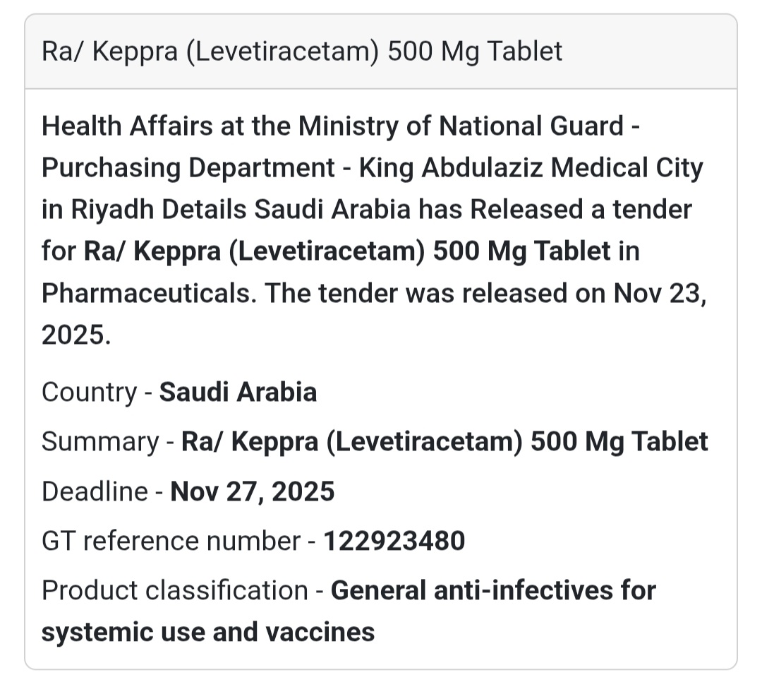 🚨 New Pharmaceutical Tender Alert – Saudi Arabia 🇸🇦