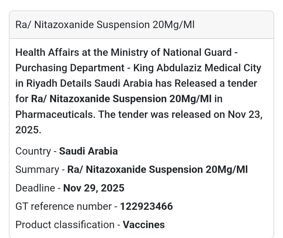 💊 New Pharmaceutical Tender – Saudi Arabia 🇸🇦