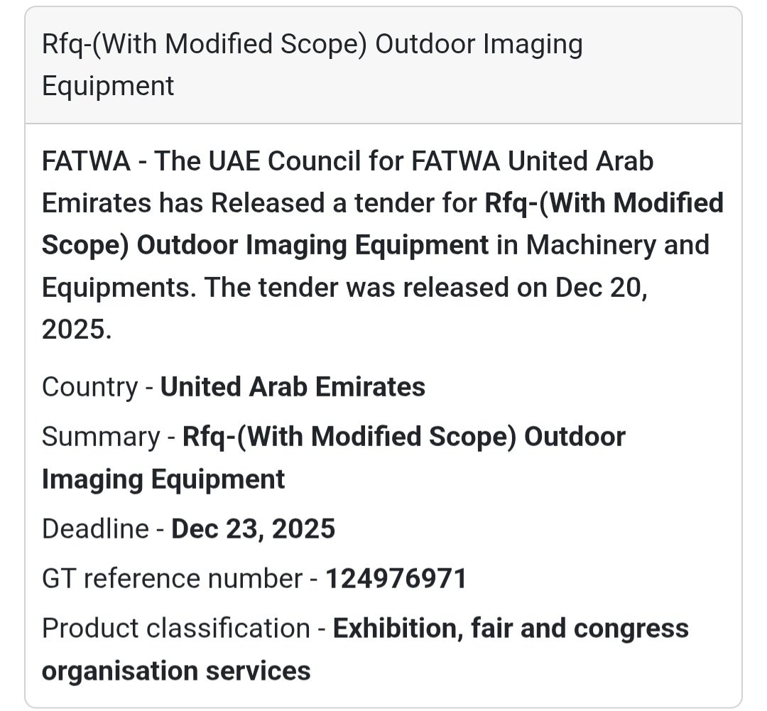 📢 New RFQ Opportunity – UAE 🇦🇪