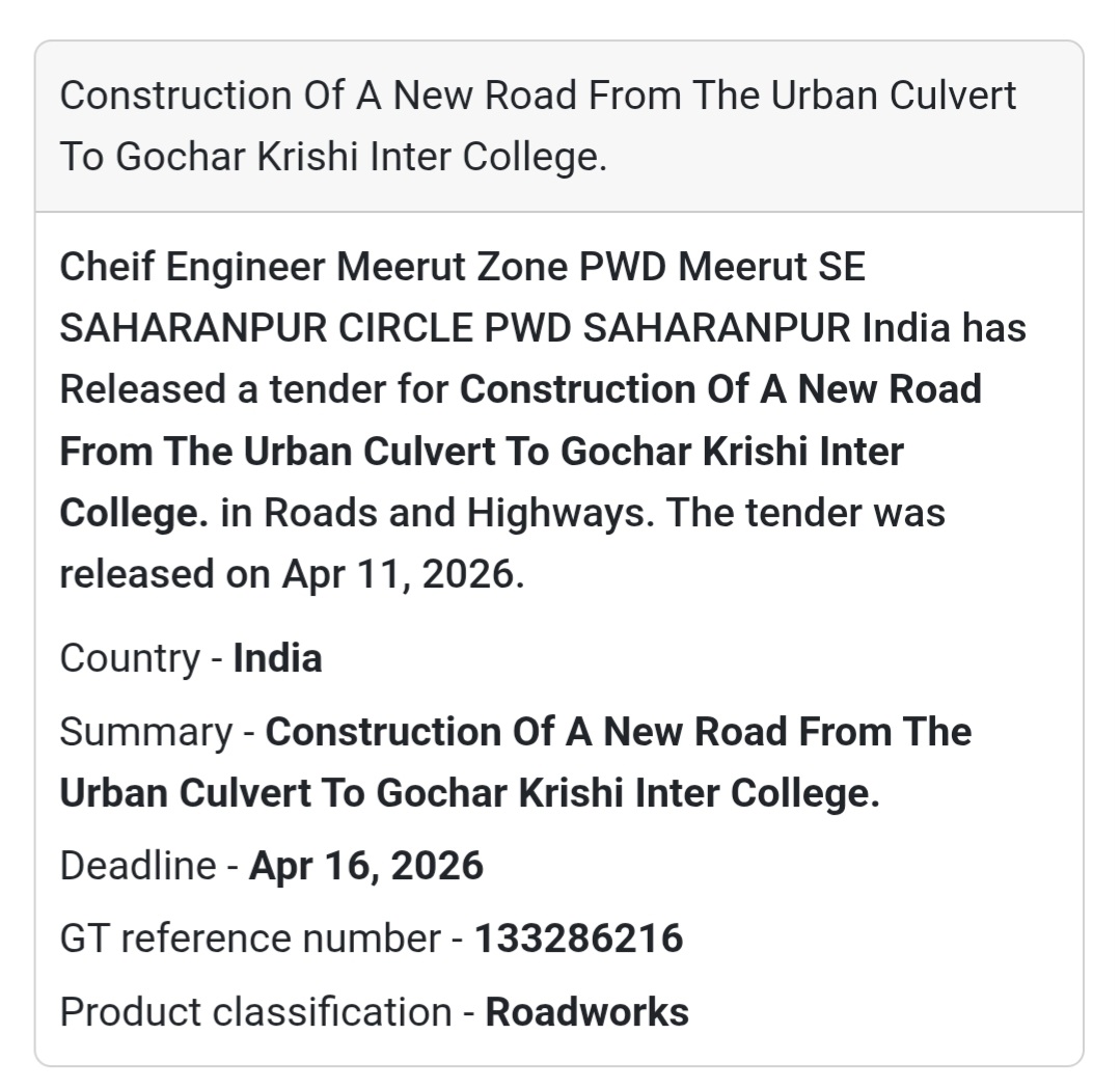 🛣️ NEW ROAD CONSTRUCTION – SAHARANPUR