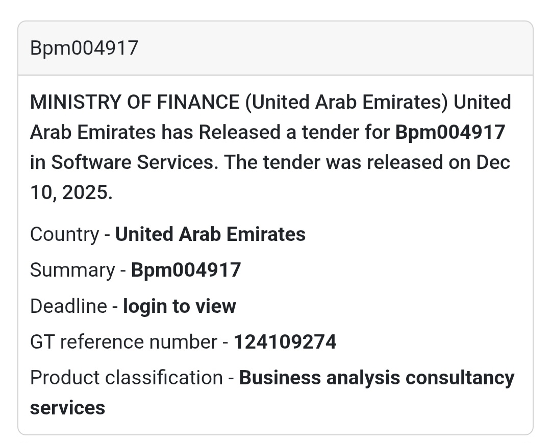 📢 New Software Tender Alert – UAE 🇦🇪