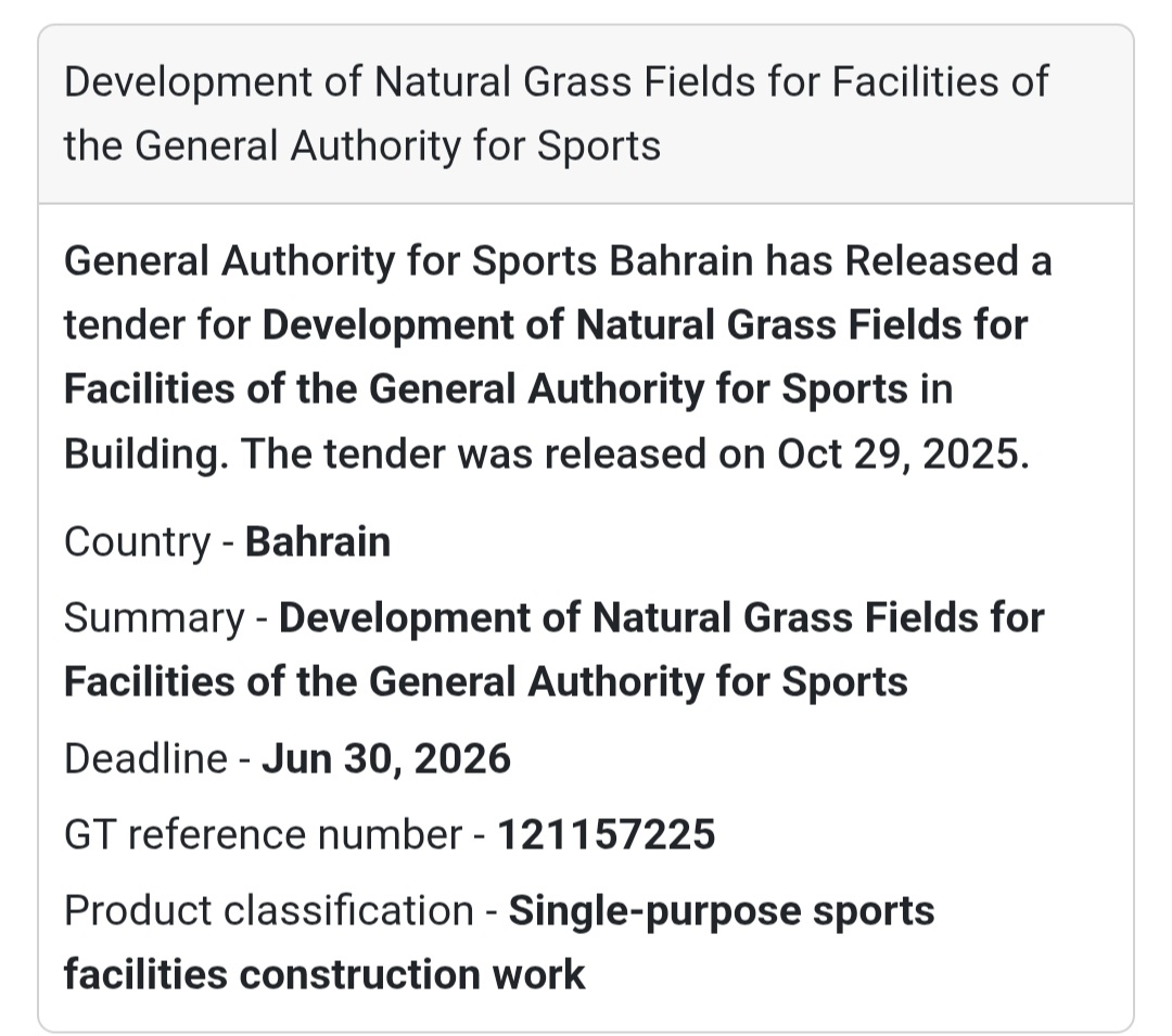 🚧 New Tender Alert – Bahrain 🇧🇭