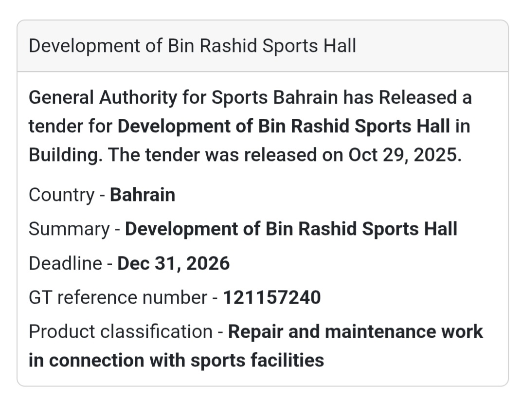 🚧 New Tender Alert – Bahrain 🇧🇭