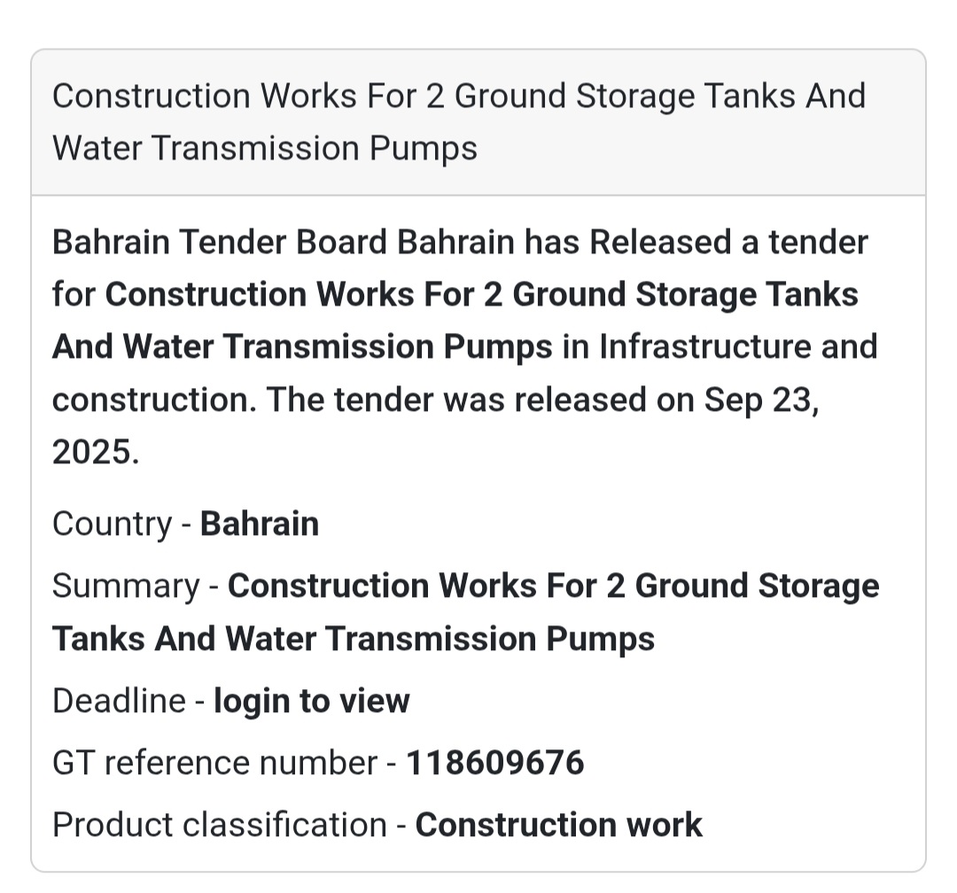 💡 New Tender Alert – Bahrain 🇧🇭